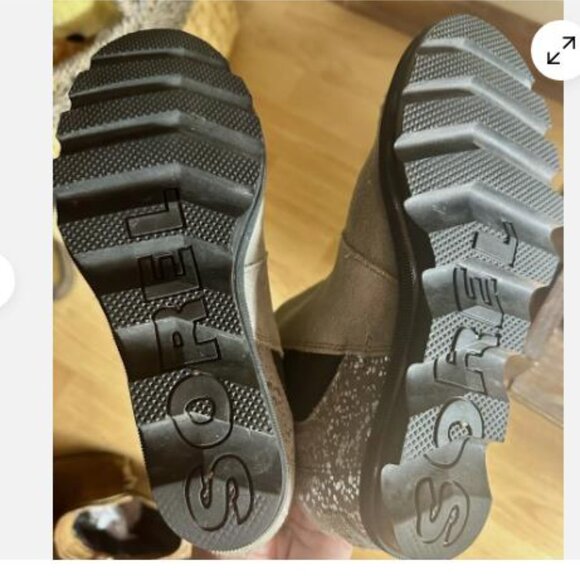 SOREL Joan Of Arctic Kids Sz 5 /37 Wedge II Chelsea Boot Waterproof Suede Gray - Picture 5 of 6